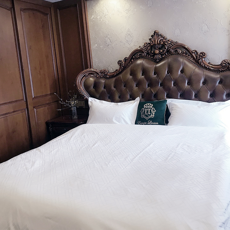 Bạch hoa màu trắng tinh khiết 60s 330TC Sateen Jacquard Hotel Bedding quần áo