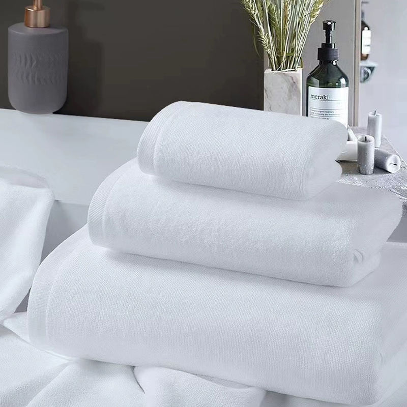 Bông tinh khiết 32S đôi xoắn plain terry trắng khách sạn