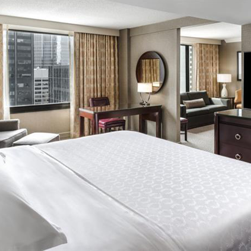 Trắng 300 Chủ đề đếm bông tinh khiết Sateen Jacquard Hotel Sheetsets Set