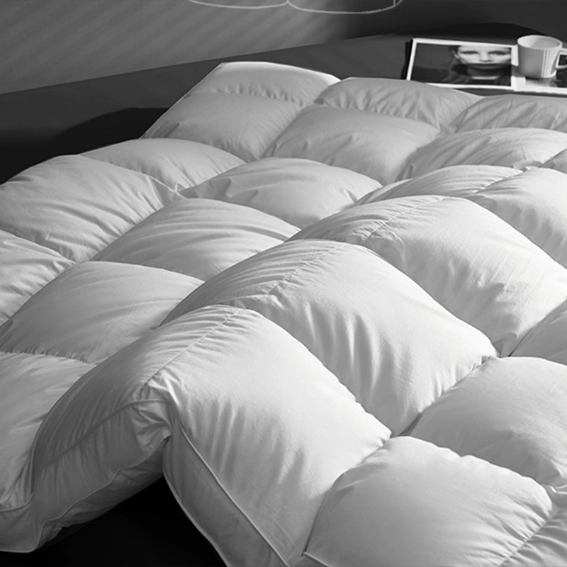 233TC cotton Shell 1500gsm Down Down Feather Quilted Nệm Topper cho khách sạn
