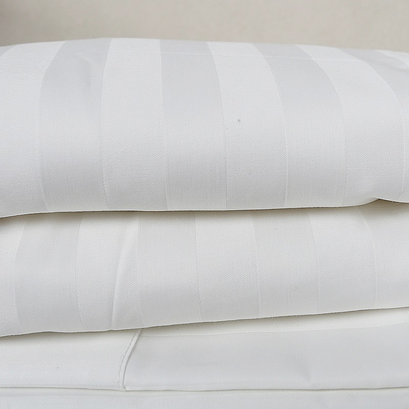 50% cotton 50% polyester 250tc satin sọc sọc trắng giường khách sạn cung cấp