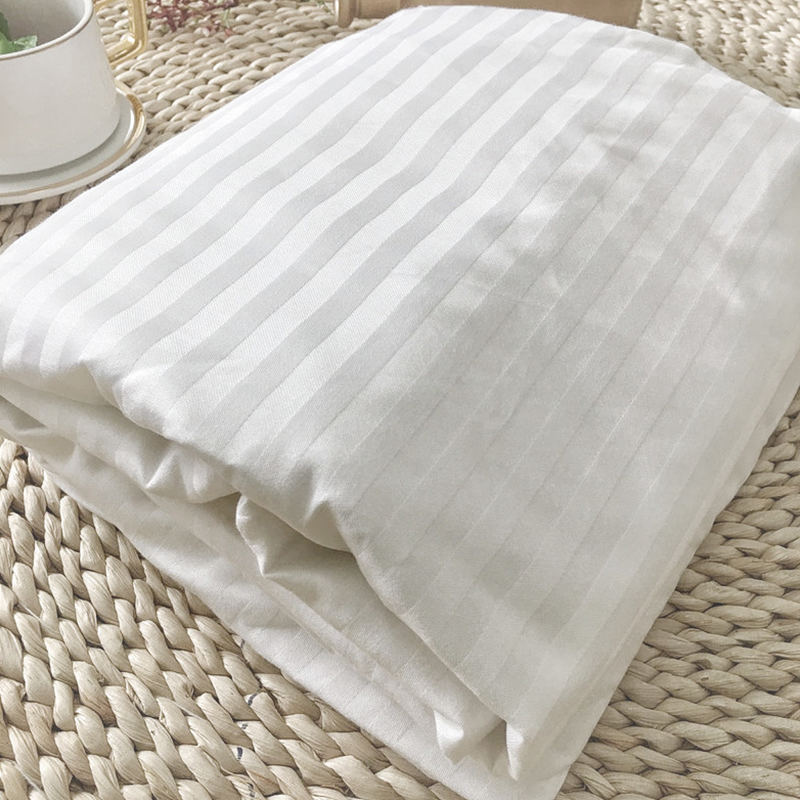 Bông trắng 60s Sợi 330 Chủ đề Số lượng Sateen Stripe Hotel Fited Sheets Bán buôn